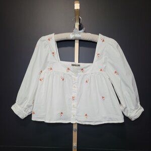 TENNIS Baby Doll Embroidered Puff Sleeve Top Size XS
